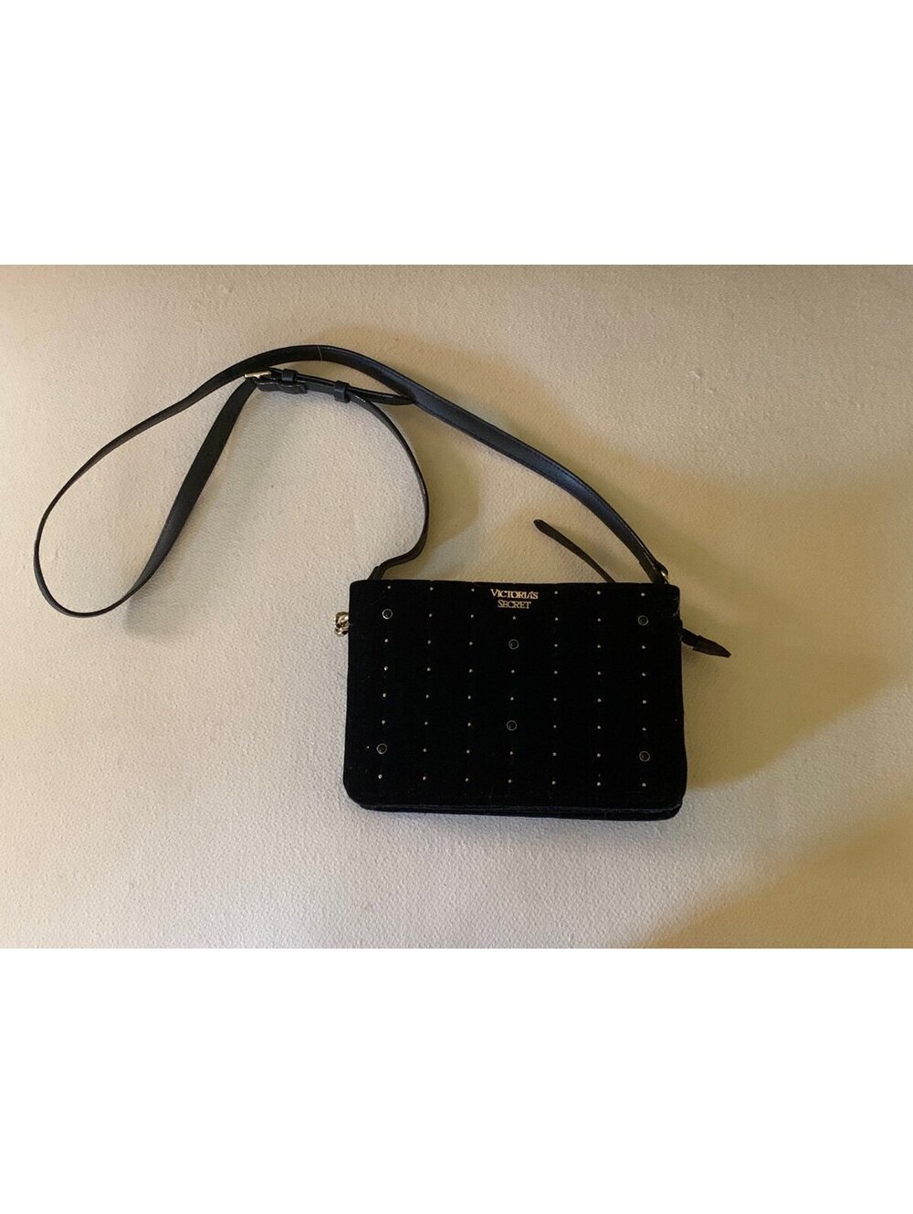 Excellent Condition Black Victoria Secret Velvet Crossbody